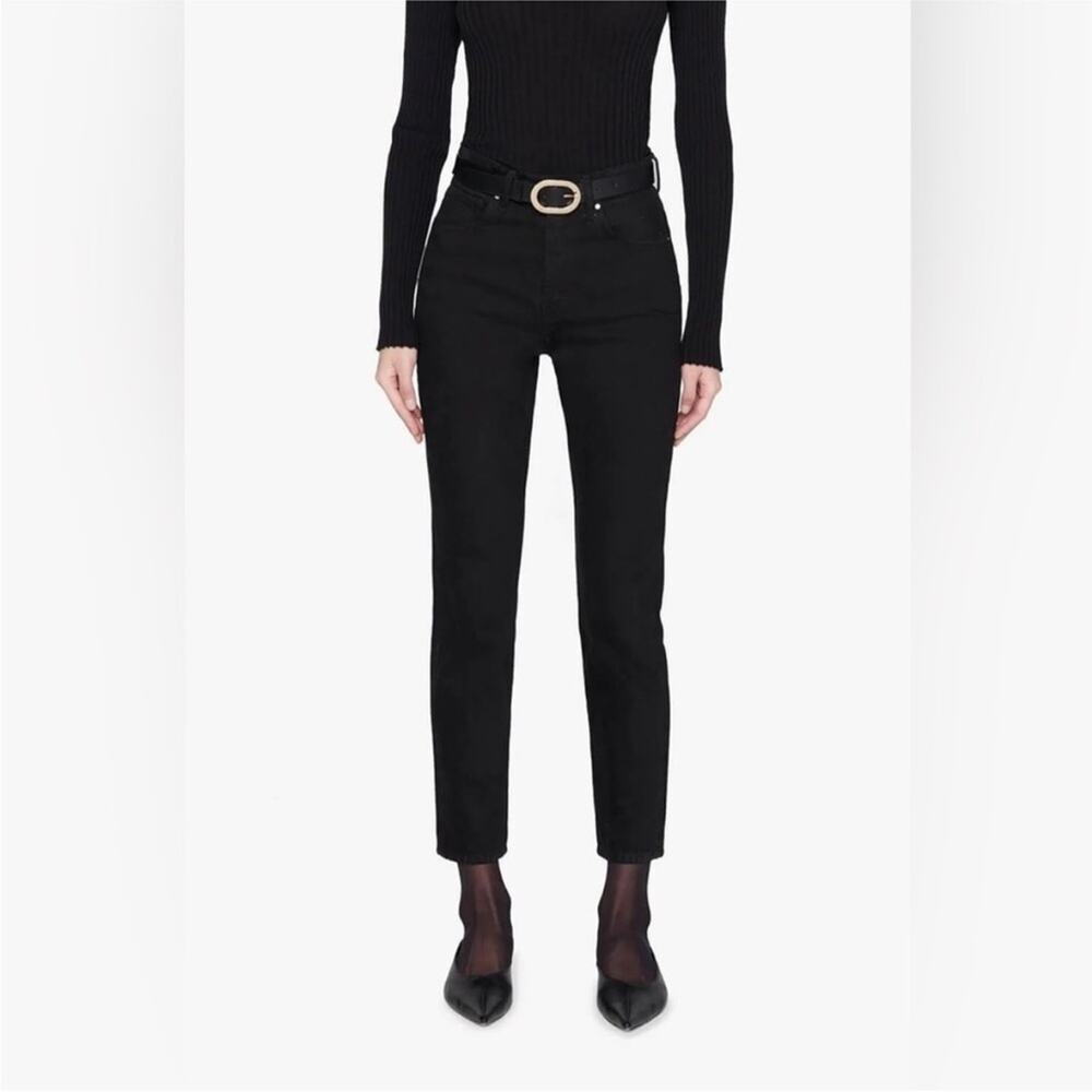 Anine Bing‎ NWT Sonya High Rise Ankle Slim Jeans Size 24 Black Minimal Chic